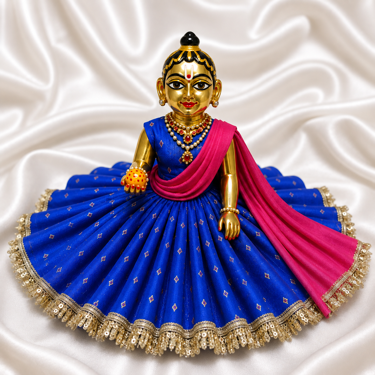 royal blue and pink silk dress for laddu gopal