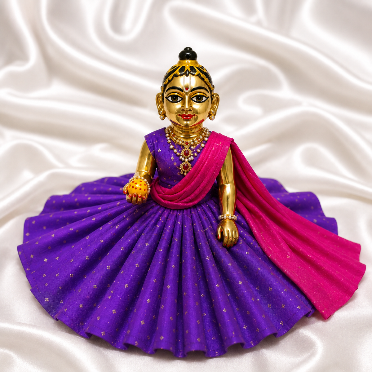 Purple and pink silk dress for laddu gopal