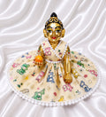 Handmade Cream Floral Laddu Gopal Dress with Multicolor Print | Designer Bal Gopal Poshak