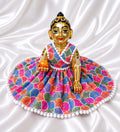 Handmade Multicolor Floral Laddu Gopal Dress with Pom-Pom Lace | Designer Bal Gopal Poshak