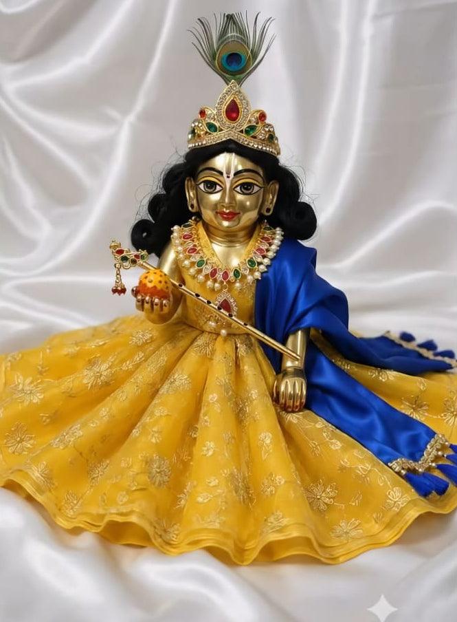 Laddu Gopal Yellow & Royal Blue Designer Dress | Krishna Ethnic