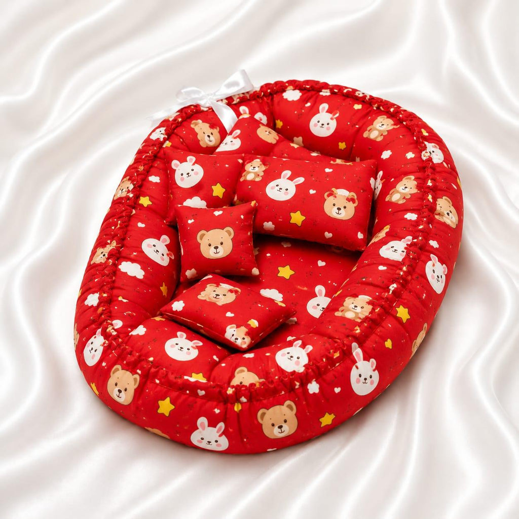 Cute Red Cozy Bed for Laddu Gopal | Soft Handmade Bal Gopal Nest Bed