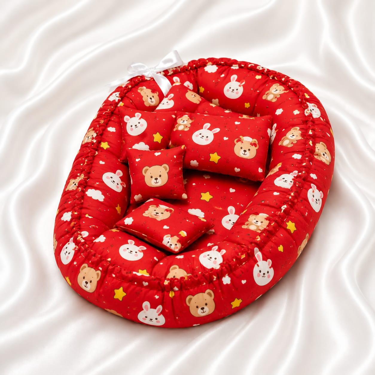 Cute Red Cozy Bed for Laddu Gopal | Soft Handmade Bal Gopal Nest Bed