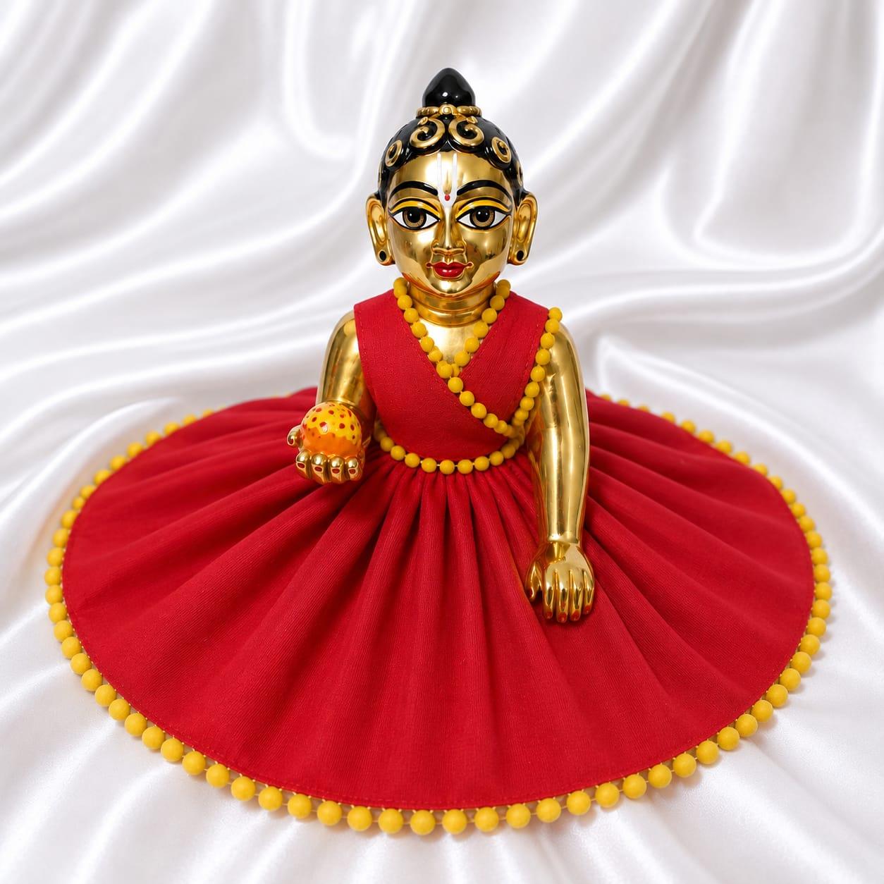 summer Red Laddu Gopal Dress | Premium Krishna Poshak for Bal Gopal Idol | Krishna Ethnic