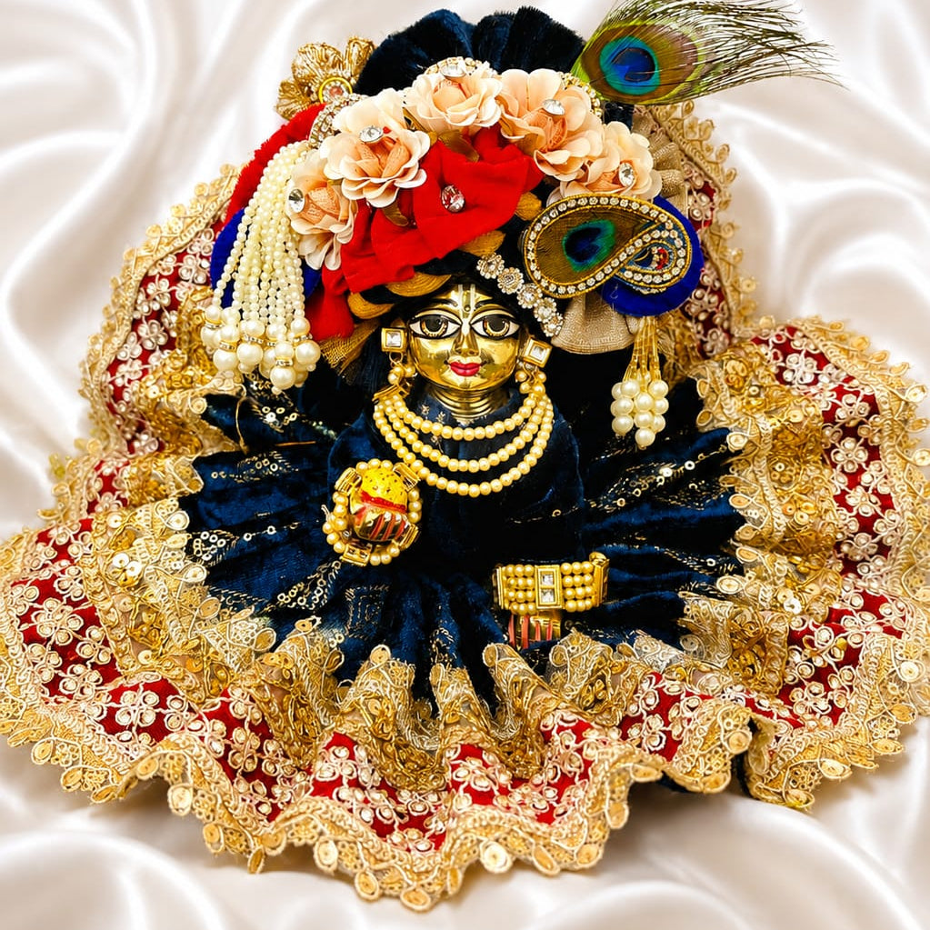 Laddu Gopal Designer Dress with Mukut & Peacock Feather | Krishna Ethnic