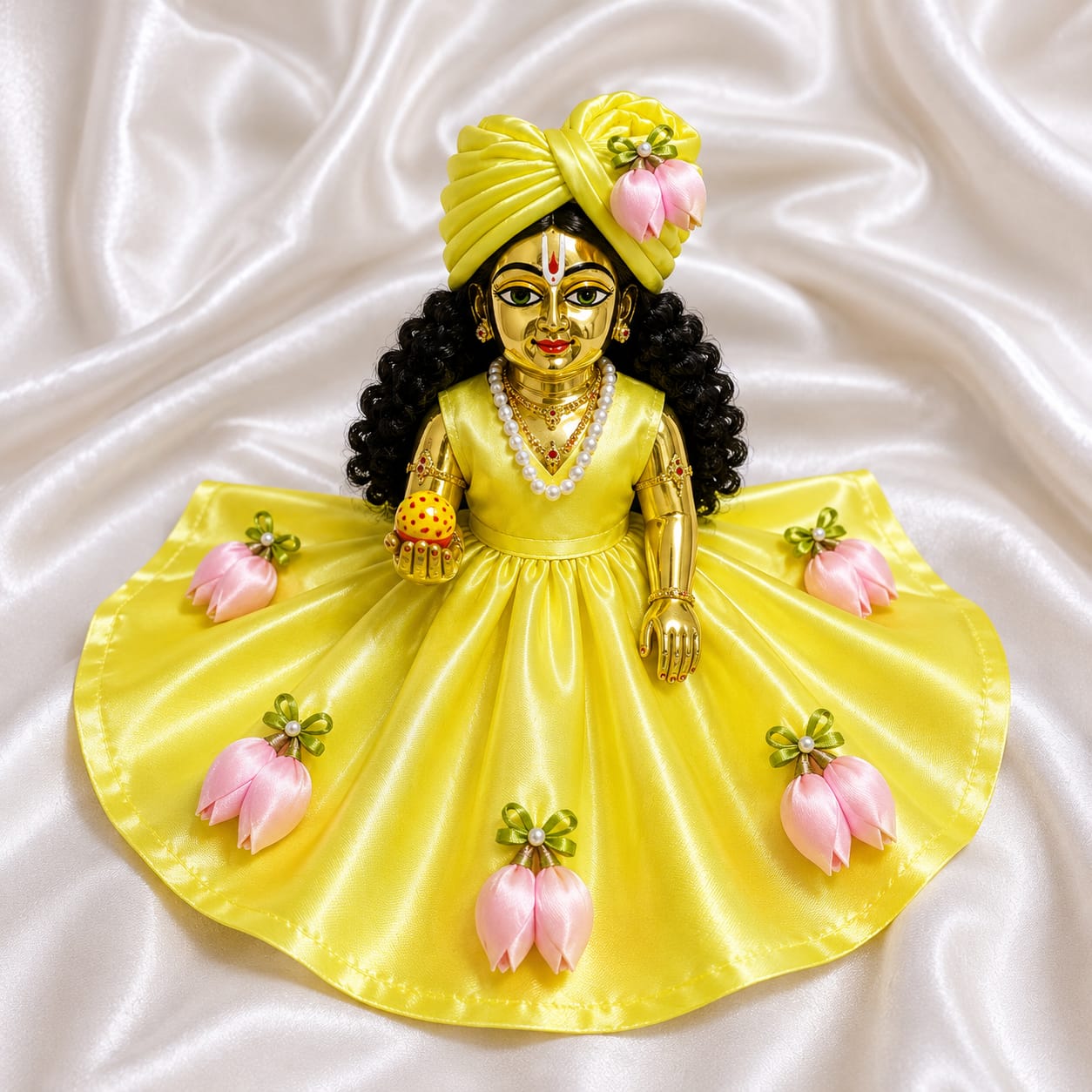 Yellow Premium Laddu Gopal Dress for Janmashtami | Handmade Krishna Poshak