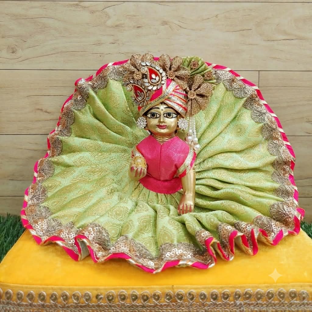 laddu gopal pista green and pink combo with pagdi