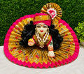 pink and yellow combo dress for ladu gopal with pagdi