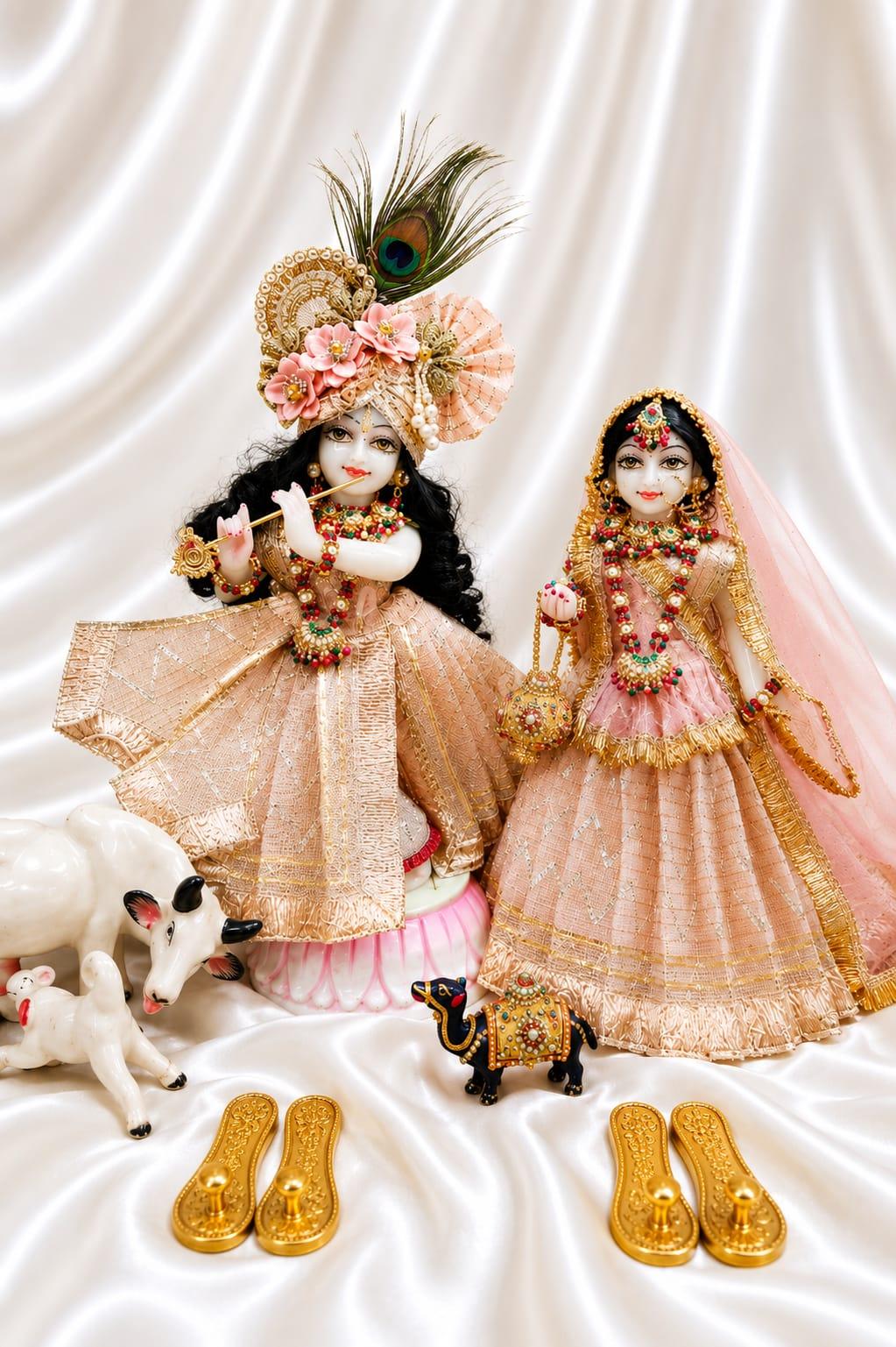 RadhaKrishna janmasthami poshak Beautiful cream colour dress for yugal jodi
