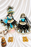 Radhakrishna beautiful poshak , a combination of blue and black poshak for yugal jodi
