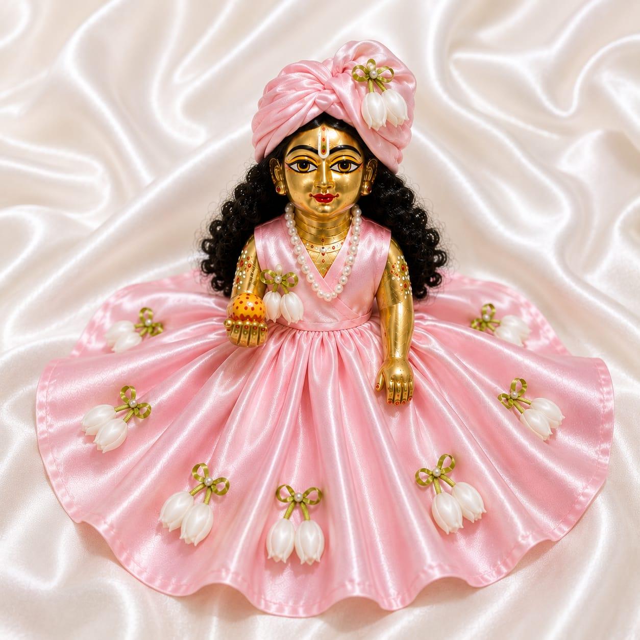 Premium White Tulip Laddu Gopal Dress | Handmade Floral Poshak for Kanha Ji | Krishna Ethnic