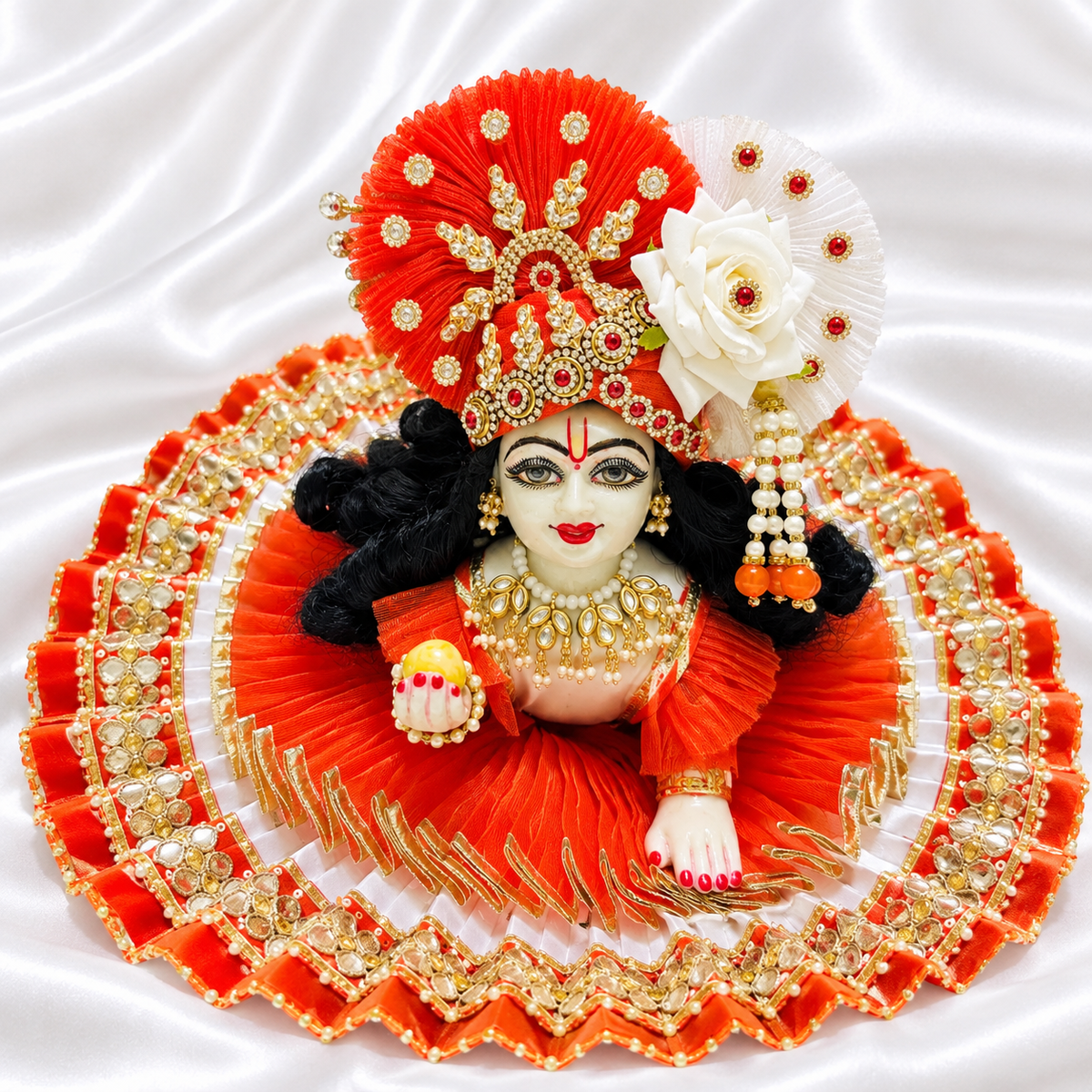 Orange silk with net combo dress  for laddu gopal