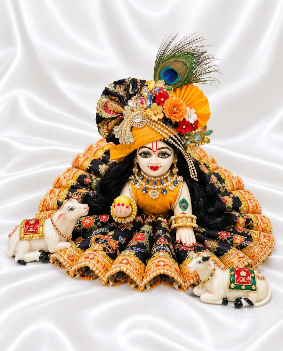 Orange & black combo of laddu gopal dress